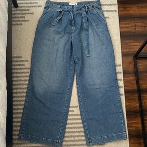 Gant Women Blue High Rise Pleated Relaxed Wide Leg Fit Jeans